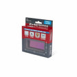 Lincoln 2x4C Series Shade 9 Premium Welding Lens, high clarity, rectangular view, in clear red and black retail packaging.