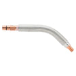 Lincoln 45° Thru-Arm Gooseneck (Tregaskiss) KP3354-45 welding torch neck, copper connectors, welding accessory, white background.