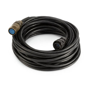 Lincoln 50FT Extension Cable K5454-50, black coiled control cable with multi-pin connectors for welding machines and tools.