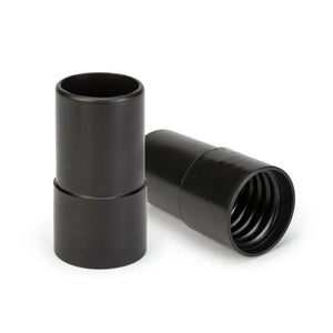 Lincoln K3492-3 black plastic hose-to-tube adapter connectors for welding equipment, showing threaded and upright views.