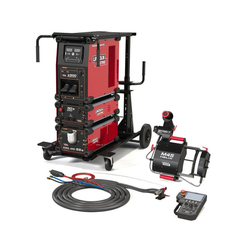 Lincoln APEX 30S HELIX M45 MIG Ready-Pak (K52264-1) mobile welding machine with cables, camera, digital weld control platform.