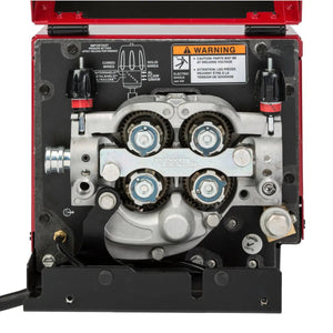 Lincoln AutoDrive 4R220 Wire Drive K3561-1 gears, rollers, knobs in open metal case for automated welding equipment by WeldingMart.