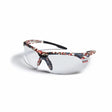 Lincoln Axilux USA Camo Welding Safety Glasses K4676-1, clear anti-fog lenses, ANSI Z87.1+, red white blue frame. WeldingMart.