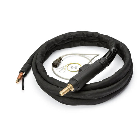 Lincoln Cable Assembly Air Cooled 25 ft KP3548-25 welding torch cable with connectors and accessories on white background.