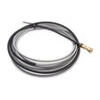 A Lincoln Cable Liner .035-.045 in (0.9-1.2 mm), 15 ft (4.6 m), KP45-3545-15-B10, featuring a flexible silver cable with black plastic sleeve, black handle, and brass fitting; set against a white background.