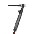 A black and gray handheld bicycle pump featuring a textured, dotted grip, long top nozzle, side adjustment knob, and flexible hose—styled after the precise design of the Lincoln Caliber 26 Series TIG Torch Flex/Valve K4842-26FV-1.
