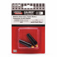 The Lincoln Caliber Back Cap Medium (KP4745-M) is a 2-pack of black, brass-threaded caps for 9/20 torches, labeled in English, Spanish, and French. Genuine part for tungsten electrode welding setups.