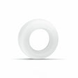 A white Lincoln Caliber Insulator 9/20 Torches KP4747-ST-B10 stands upright on a white background, its solid, glossy surface casting a faint shadow. It features a central circular cutout for torch head mounting. Pack of 10.