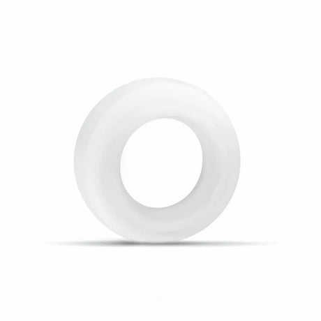 A white Lincoln Caliber Insulator 9/20 Torches KP4747-ST-B10 stands upright on a white background, its solid, glossy surface casting a faint shadow. It features a central circular cutout for torch head mounting. Pack of 10.