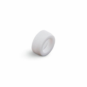 A Lincoln Caliber Stubby Gas Lens Insulator for 17/18/26 torches (KP4764-GL, 2/pack) is shown on a plain white background. The white cylindrical ring has smooth edges, a hollow center, and casts a soft leftward shadow.