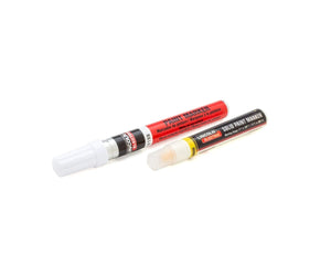 Red and black/yellow solid paint markers for welders, ideal accessories with Lincoln Camo Welding Helmet Kit K4738-1.