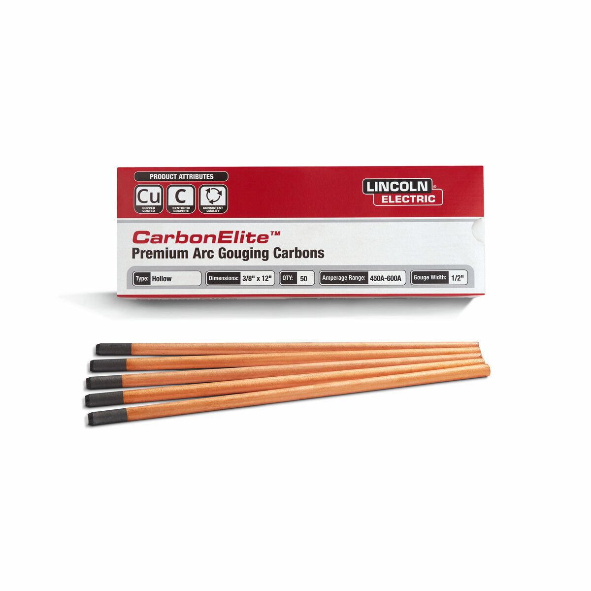 Lincoln CarbonElite Hollow Gouging Electrodes 3/8 in x 12 in KP3801-3/8 - WeldingMart.com