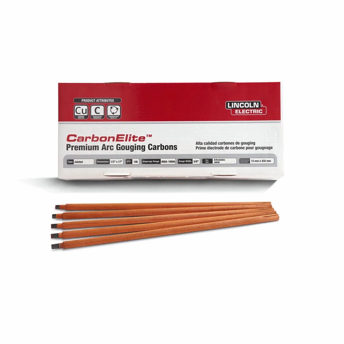 Lincoln CarbonElite Jointed Gouging Electrodes 1/2 in x 17 in KP3803-1/2 - WeldingMart.com