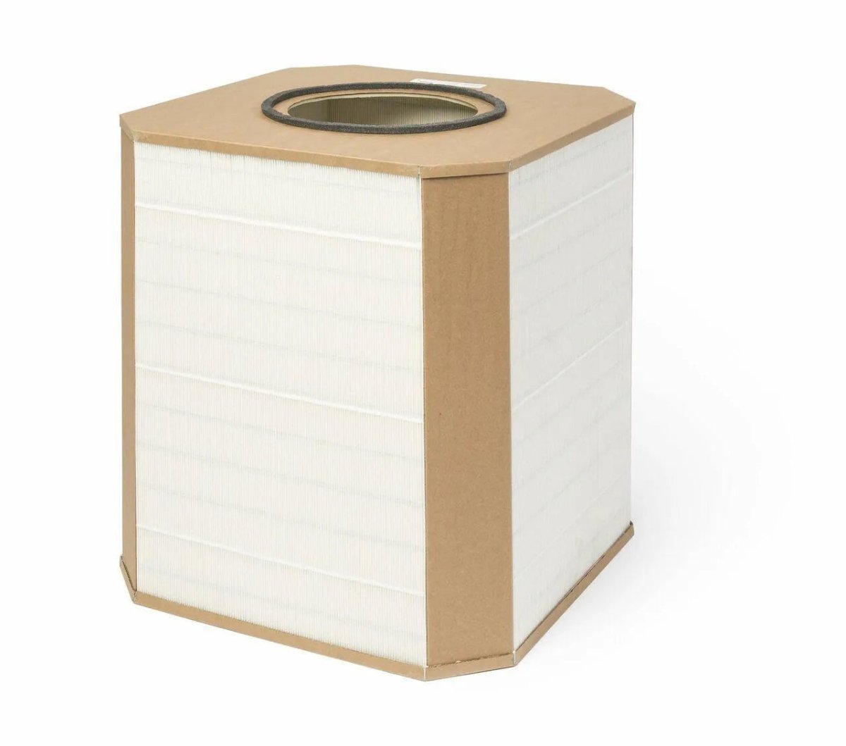 A Lincoln CELLULOSE/POLYESTER HE filter (KP1673-3) for Mobiflex 200 & Statiflex 200, featuring pleated white sides, light brown cardboard edges, and a circular metallic-rimmed opening on top. Plain white background.
