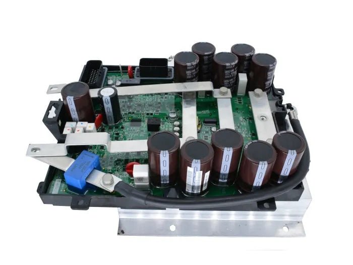 Lincoln Chopper & Control Board Assembly 9SG11656-1 OEM welding replacement part with capacitors and metal bars on circuit board.