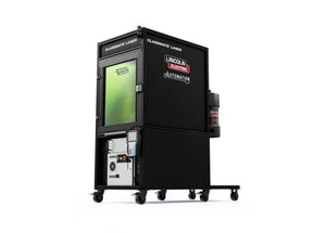 Lincoln ClassMate® Laser Welding Trainer AD2446-15, black mobile welding equipment with control panel, window, and logos.