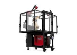 Lincoln ClassMate M Robotic Trainer AD2446-20 mobile welding system with safety enclosure, robotic arm, and Lincoln Electric tools.