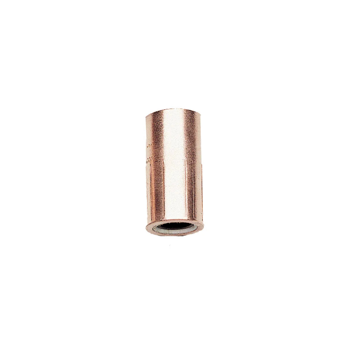 A single Lincoln Coarse Thread Insulator Assembly (KP34CT-B25) is shown with a smooth, shiny copper finish and a visible hollow center, set against a plain white background.