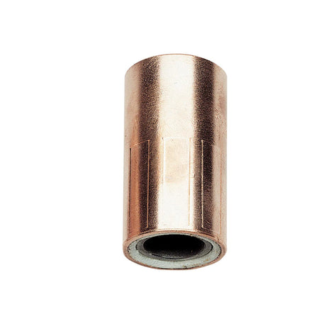 The Lincoln Coarse Thread Insulator Assembly KP35CT is a cylindrical copper pipe fitting with a smooth, reflective finish and subtle vertical lines on its outer surface, featuring a hollow center and shiny appearance.