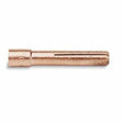 A smooth, copper-colored Lincoln COLLET 1/16 (1.6MM) KP2030-3B1 welding contact tip with a flat left end and tapered right end; features a shallow groove along its length. Sold in packs of 5.