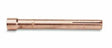 The Lincoln COLLET 1/8 KP2030-5B1 10N25 (5 Pack) is a smooth, cylindrical, copper-colored TIG torch collet with a flared end and straight slot for precise welding applications.