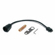 A welding machine adapter kit with a black cable, brass Lincoln connector kit, metal bracket, and small hex key, compatible with KP42 KP44 liners and Lincoln 10 series wire feeders, all laid out on a white background.