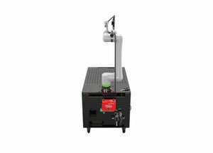 Lincoln Cooper CRX-10iA/L A/C WB Welding Cobot Cart with white robotic arm on black platform, top welding tool from WeldingMart.