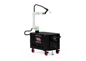Lincoln Cooper CRX-10iA/L Water-Cooled Welding Cobot Cart AD2489-10 with white arm, black base, automation by Lincoln Electric.