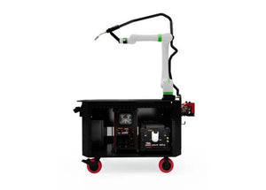 Lincoln Cooper CRX-10iA/L Water-Cooled Welding Cobot Cart on black cart, red wheels—premium automated welding robot from WeldingMart.