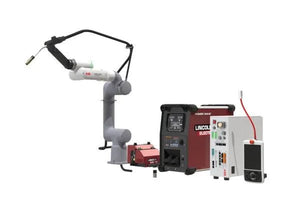 Lincoln Cooper GoFa-10 A/C WB Welding Cobot AD2501-12 with control panels and power units, top welding equipment on white background.