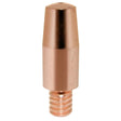 The Lincoln Copper Plus Contact Tip 350A, Standard, .030 in (0.8 mm), KP2744-030, features a copper color, polished finish, smooth tapered upper body, threaded base, and a small central hole. Comes in a 10-pack.