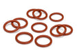 Ten red Lincoln Diffuser O-Rings, 550A KP3537-1, compatible with Magnum PRO diffuser 550A, are shown on a white background. The circular silicone rings are smooth, uniform in size and shape, with some slightly overlapping.