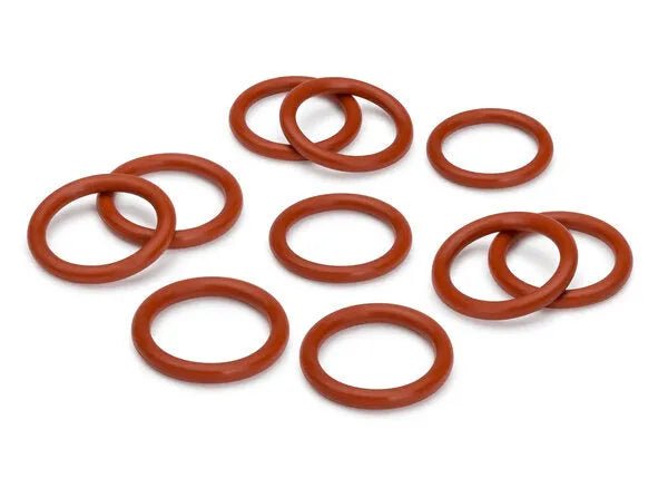 Ten red Lincoln Diffuser O-Rings, 550A KP3537-1, compatible with Magnum PRO diffuser 550A, are shown on a white background. The circular silicone rings are smooth, uniform in size and shape, with some slightly overlapping.