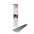 Lincoln ED033134 Wearshield Frog Mang SMAW welding rods 5/32" x 14", with can, for railroad welding tools on white surface.