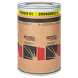 A large cylindrical container with metallic ends and a brown label displaying “LINCOLN ELECTRIC” in black and red designs, featuring “Lincoln ED035981 Lincolnweld Emergence 61 SAW Welding Wire, 5/32 in, 1000 lb Drum.”.