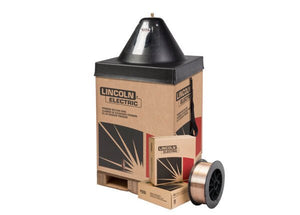Lincoln Electric SuperGlaze SiBR 0.045 MIG aluminum welding wire, 500 lb Gem-Pak, on pallet—ideal for MIG GMAW tools.