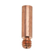 A copper welding contact tip with a cylindrical body and threaded end, designed for use in MIG welding guns such as the Lincoln Magnum series.