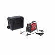 Lincoln Elevate SLi Battery-Powered Welder K5622-1 with cables, welding clamps, and black rolling case shown on white background.
