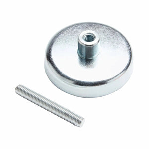 Lincoln EN 20 Extraction Nozzle K2389-5 for welding, with round silver base, threaded hole, and rod, for magnetic stands.
