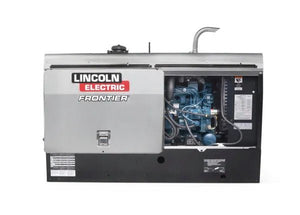 Lincoln Frontier 400X Factory Demo Welder Kubota U3484-2 with open panel showing engine, components, logos & controls. WeldingMart.