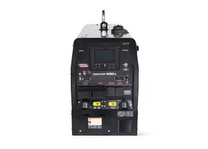 Lincoln Frontier 400X Perkins Low Hour Demo welder—multi-process, black, advanced welding machine for versatile WeldingMart jobs.