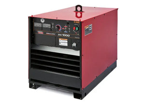 Lincoln Factory Demo Idealarc DC-1000 Subarc Welder, red and black heavy-duty welding machine with control knobs and front vents.