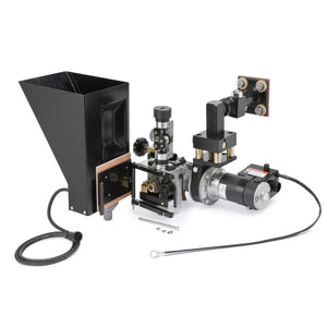 Lincoln MAXsa 22 Feed Head U2370-2 wire stripper for welding, recycling scrap and submerged arc wire, features black hopper, gears, rollers.