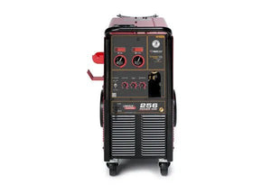 Lincoln Power MIG 256 Factory Demo Welder U3068-1, black and red, welding tool with controls and wheels at WeldingMart.