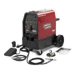 Lincoln Precision TIG 225 Welder Ready-Pak w/ Cart, cables, foot pedal, torch, gauge, and manuals—quality welding equipment.