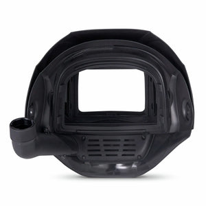 Lincoln FGS PAPR Replacement Welding Helmet Shell KP4472-1, black full-face with wide lens, side breathing tube for welders.
