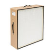 The Lincoln HEPA Filter for DownFlex 200-M 400-MS/A (KP2752-14) is a square air filter with a cardboard frame, white pleated media, black trim and handles, plus a side label. Designed for fume extraction and compatible with DownFlex 200-M systems.