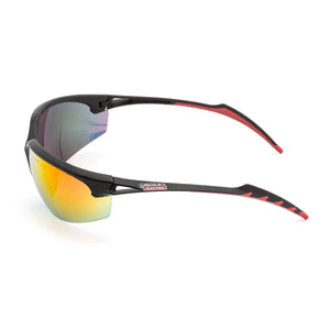 Lincoln Finish Line Welding Safety Glasses K2970-1, black/red frame, UV red mirror lenses, Lincoln Electric logo, WeldingMart PPE.