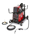Lincoln Flextec 500X/Flex Feed 84 Ready-Pak K3608-4 multi-process welder with cables, gun, clamp, gas regulator on cart.