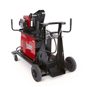 Lincoln Flextec 500X/Flex Feed 84 Ready-Pak welder on wheeled cart, with control panel and cables, for industrial welding.